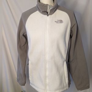 The North Face Fleece Grey and White Full Zip Jacket - M